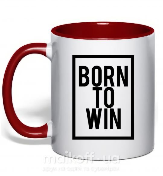 Чашка с цветной ручкой Born to win Красный фото