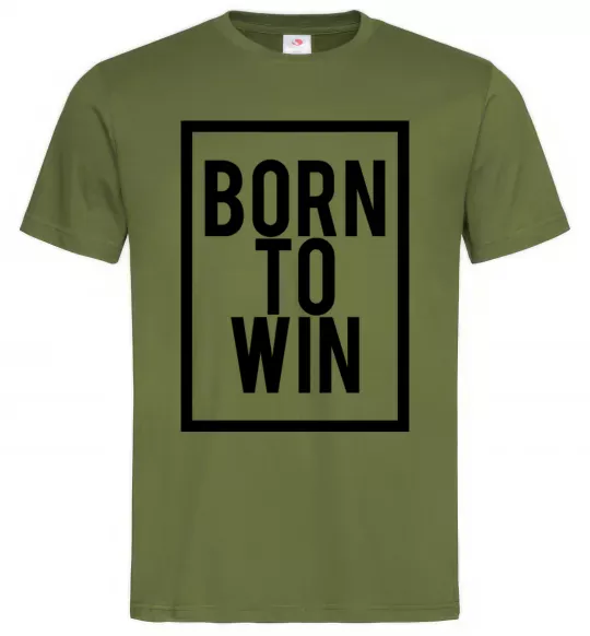 Чоловіча футболка Born to win Оливковий фото