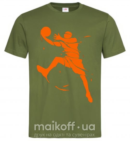 Мужская футболка Basketball jump Оливковый фото