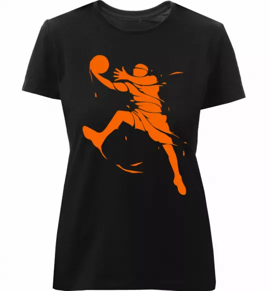 Женская премиум футболка Basketball jump Черный фото