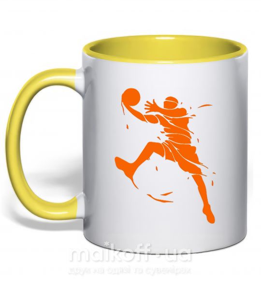Чашка с цветной ручкой Basketball jump Солнечно желтый фото