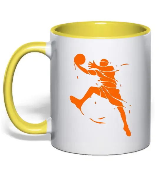 Чашка с цветной ручкой Basketball jump Солнечно желтый фото