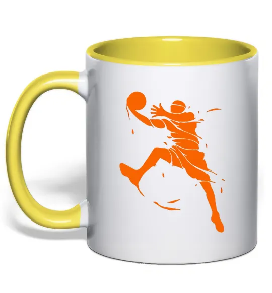 Чашка з кольоровою ручкою Basketball jump Лимонний фото