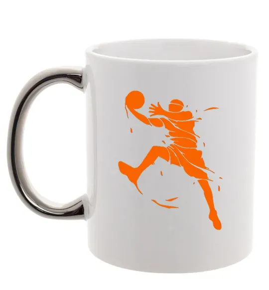 Чашка с цветной ручкой Basketball jump Серебро фото