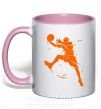 Чашка з кольоровою ручкою Basketball jump Ніжно рожевий фото