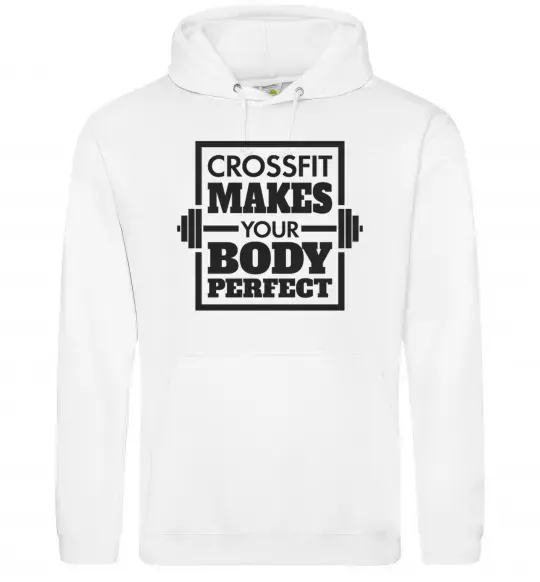 Чоловіча толстовка (худі) Crossfit makes your body perfect Білий фото