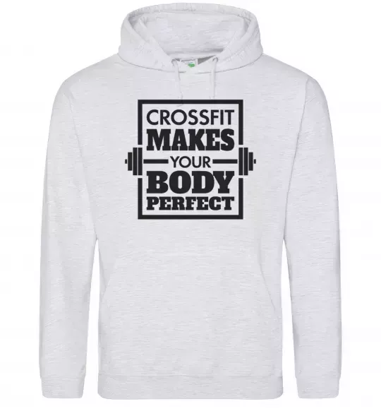 Чоловіча толстовка (худі) Crossfit makes your body perfect Сірий меланж фото