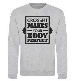 Світшот Crossfit makes your body perfect Сірий меланж фото