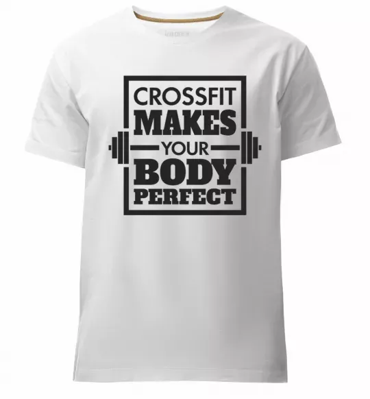 Мужская премиум футболка Crossfit makes your body perfect Белый фото