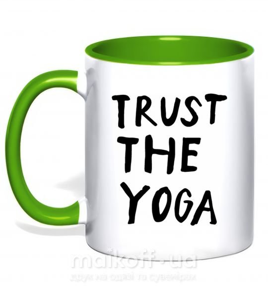 Чашка з кольоровою ручкою Trust the yoga Зелений фото
