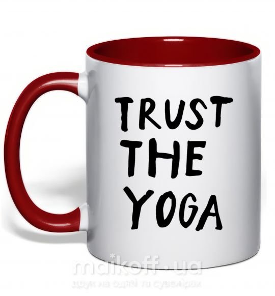 Чашка з кольоровою ручкою Trust the yoga Червоний фото