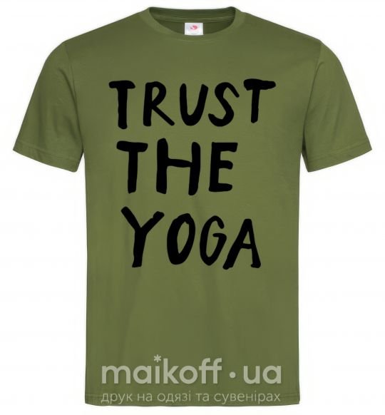 Мужская футболка Trust the yoga Оливковый фото