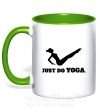 Чашка з кольоровою ручкою Just do yoga Зелений фото