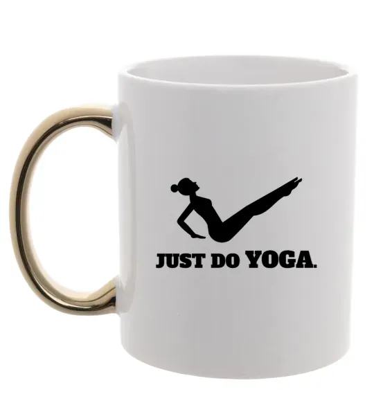 Чашка с цветной ручкой Just do yoga Золото фото