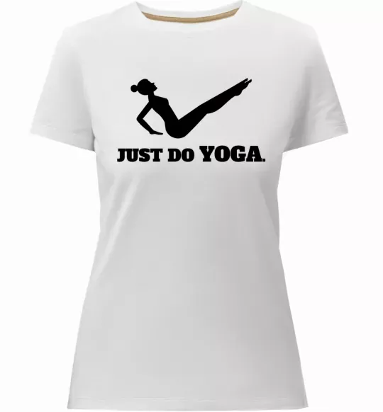 Женская премиум футболка Just do yoga Белый фото