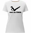 Женская премиум футболка Just do yoga Белый фото