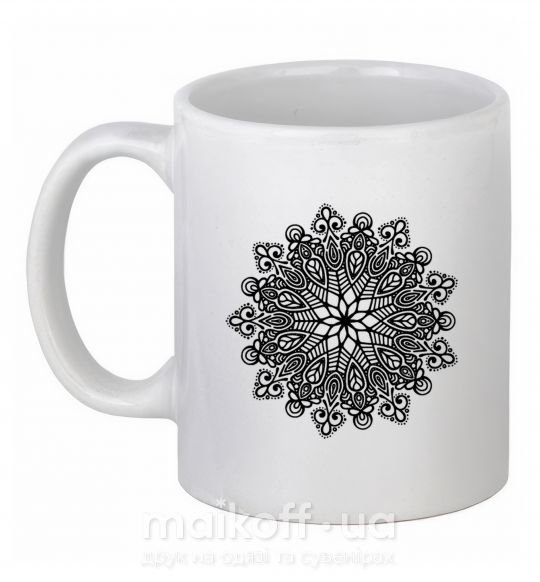 Чашка керамічна Узор хинди Білий фото