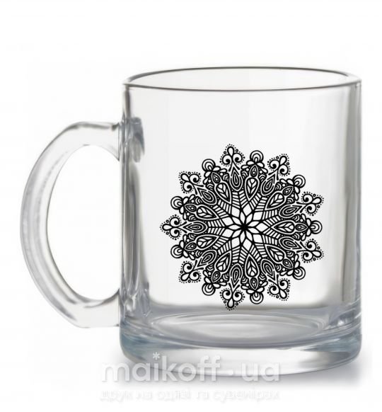 Чашка стеклянная Узор хинди Прозрачный фото