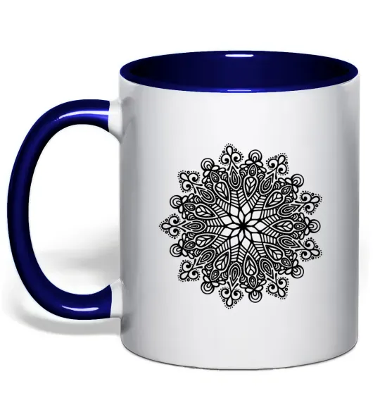 Чашка з кольоровою ручкою Візерунок хінді Глибокий темно-синій фото