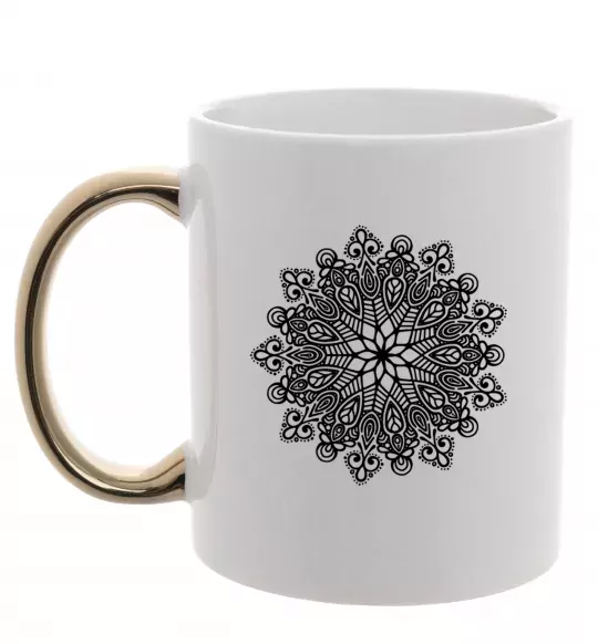 Чашка з кольоровою ручкою Візерунок хінді Золото фото