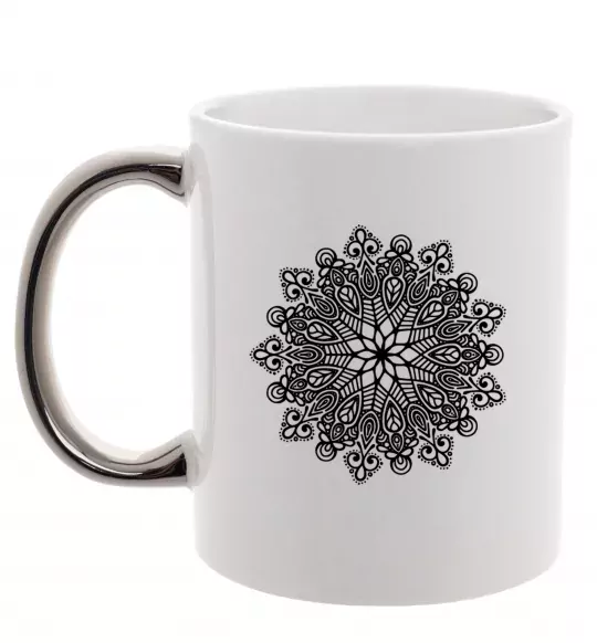 Чашка з кольоровою ручкою Візерунок хінді Срібло фото