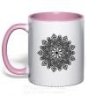 Чашка с цветной ручкой Узор хинди Нежно розовый фото