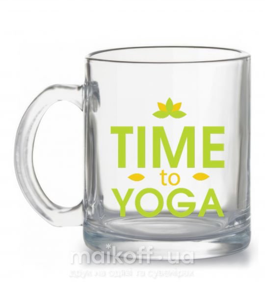 Чашка скляна Time to yoga Прозорий фото