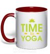 Чашка з кольоровою ручкою Time to yoga Червоний фото
