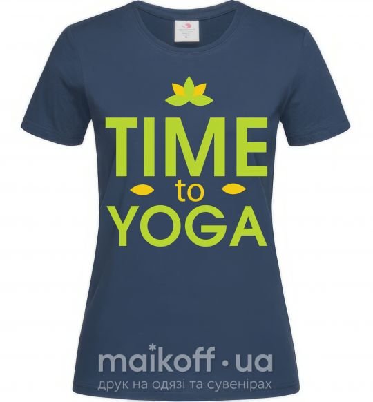 Жіноча футболка Time to yoga Темно-синій фото