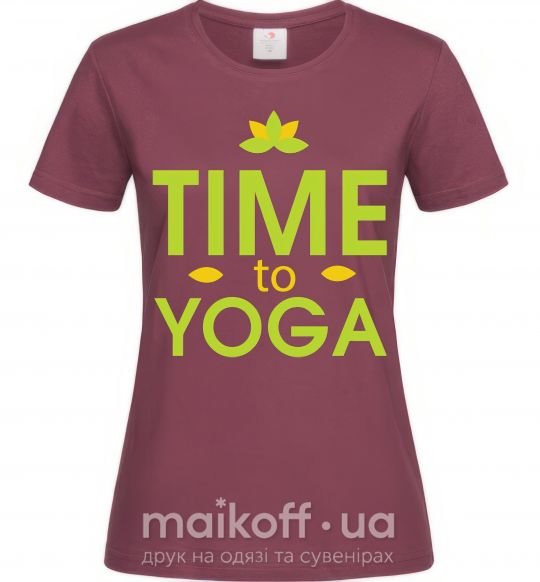 Жіноча футболка Time to yoga Бордовий фото