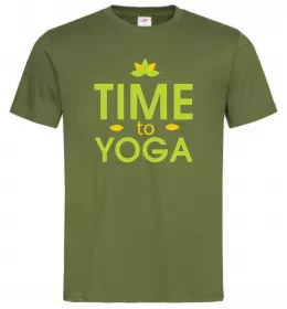 Мужская футболка Time to yoga Оливковый фото