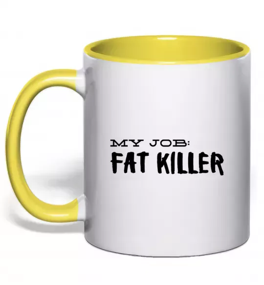 Чашка с цветной ручкой My job fat killer Солнечно желтый фото