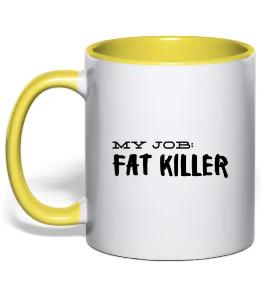 Чашка с цветной ручкой My job fat killer Лимонный фото
