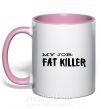 Чашка з кольоровою ручкою My job fat killer Ніжно рожевий фото