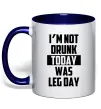 Чашка с цветной ручкой I'm not drunk today was leg day Глубокий темно-синий фото