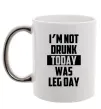Чашка с цветной ручкой I'm not drunk today was leg day Серебро фото