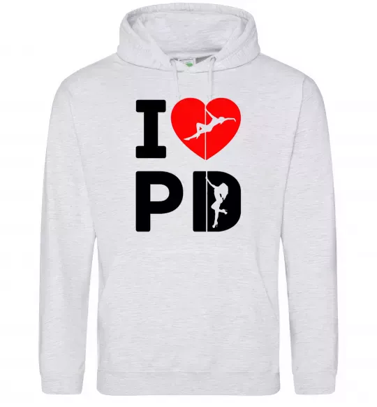 Жіноча толстовка (худі) I love PD Сірий меланж фото
