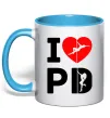 Чашка з кольоровою ручкою I love PD Блакитний Чашка з кольоровою ручкою I love PD Блакитний фото