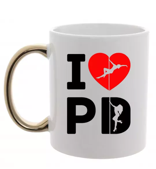 Чашка з кольоровою ручкою I love PD Золото фото