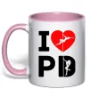 Чашка з кольоровою ручкою I love PD Ніжно рожевий Чашка з кольоровою ручкою I love PD Ніжно рожевий фото