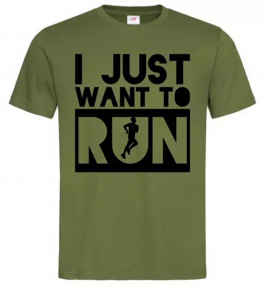 Чоловіча футболка I just want to run Оливковий фото