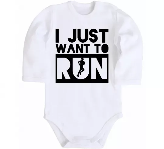 Дитячий бодік I just want to run Білий фото