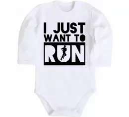 Детский боди I just want to run Белый фото