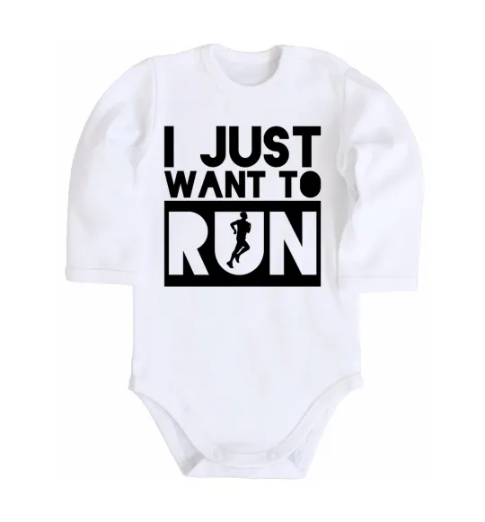 Дитячий бодік I just want to run Білий фото