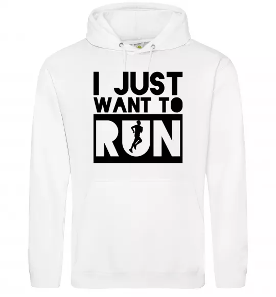 Мужская толстовка (худи) I just want to run Белый фото