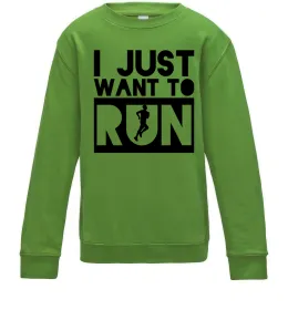 Дитячий світшот I just want to run Лаймовий фото