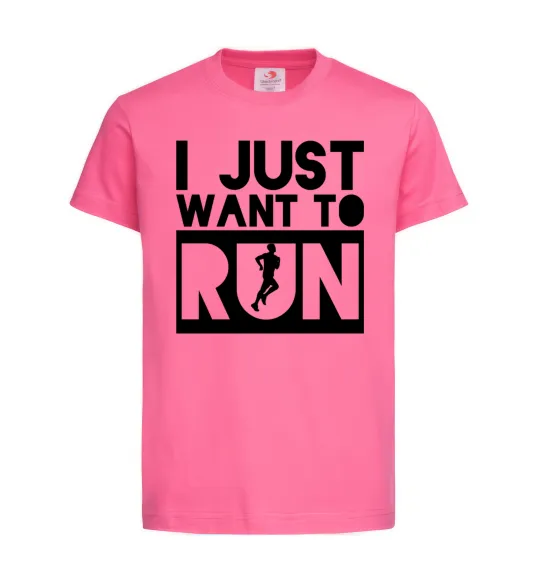 Дитяча футболка I just want to run Яскраво-рожевий фото