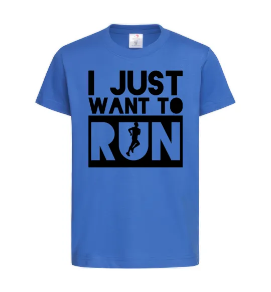 Дитяча футболка I just want to run Яскраво-синій фото