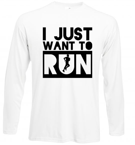 Лонгслів I just want to run Білий фото