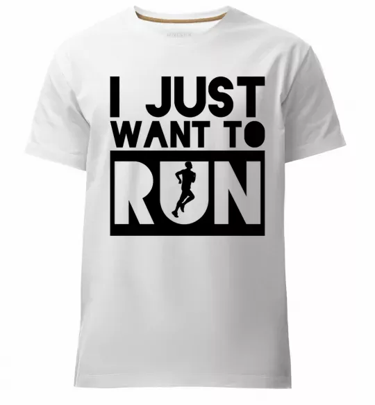 Чоловіча преміум футболка I just want to run Білий фото